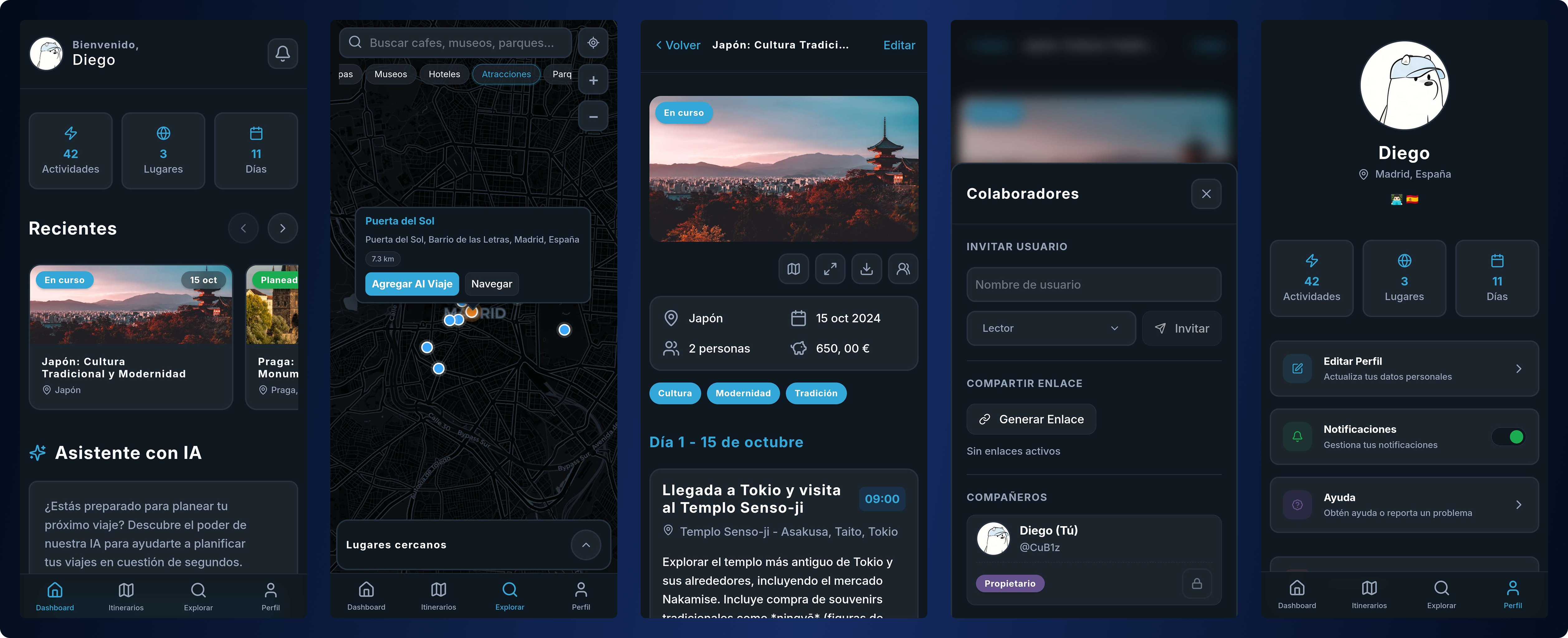 Vista móvil de TripFlow v1.0.0