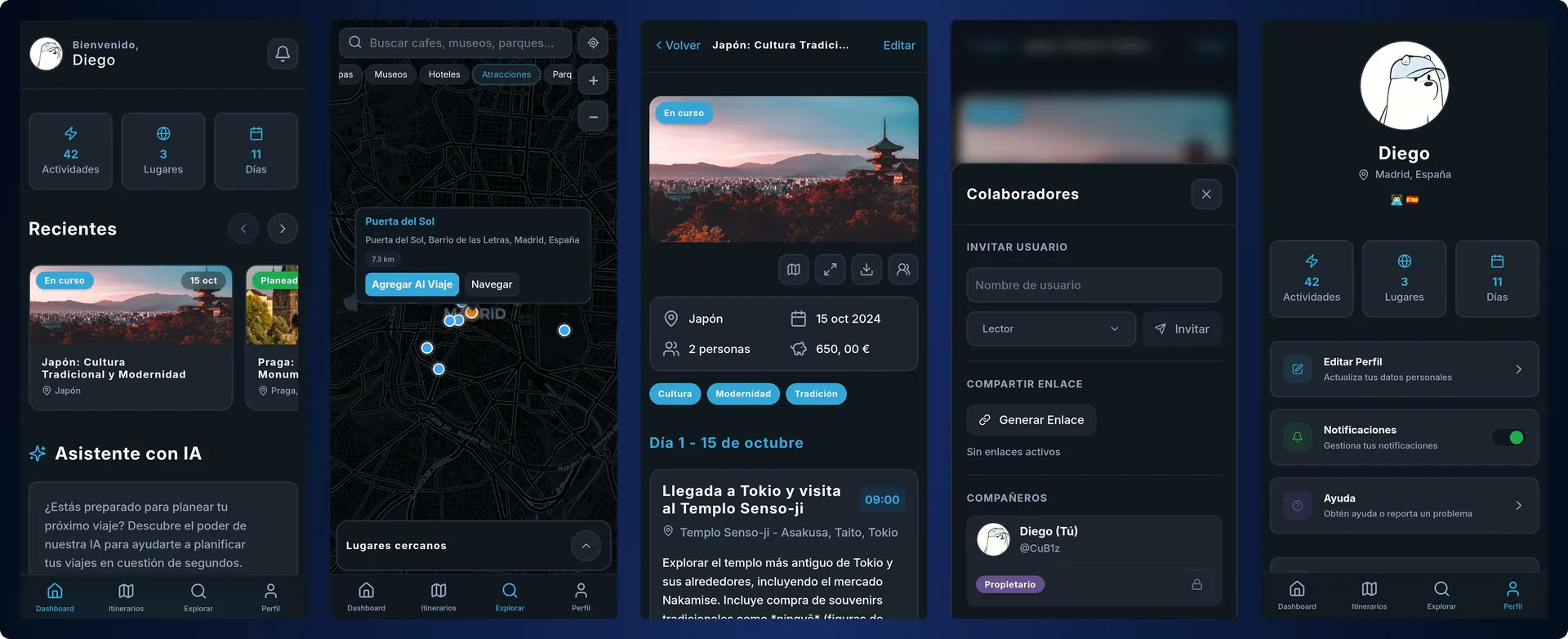 Vista móvil de TripFlow v1.0.0